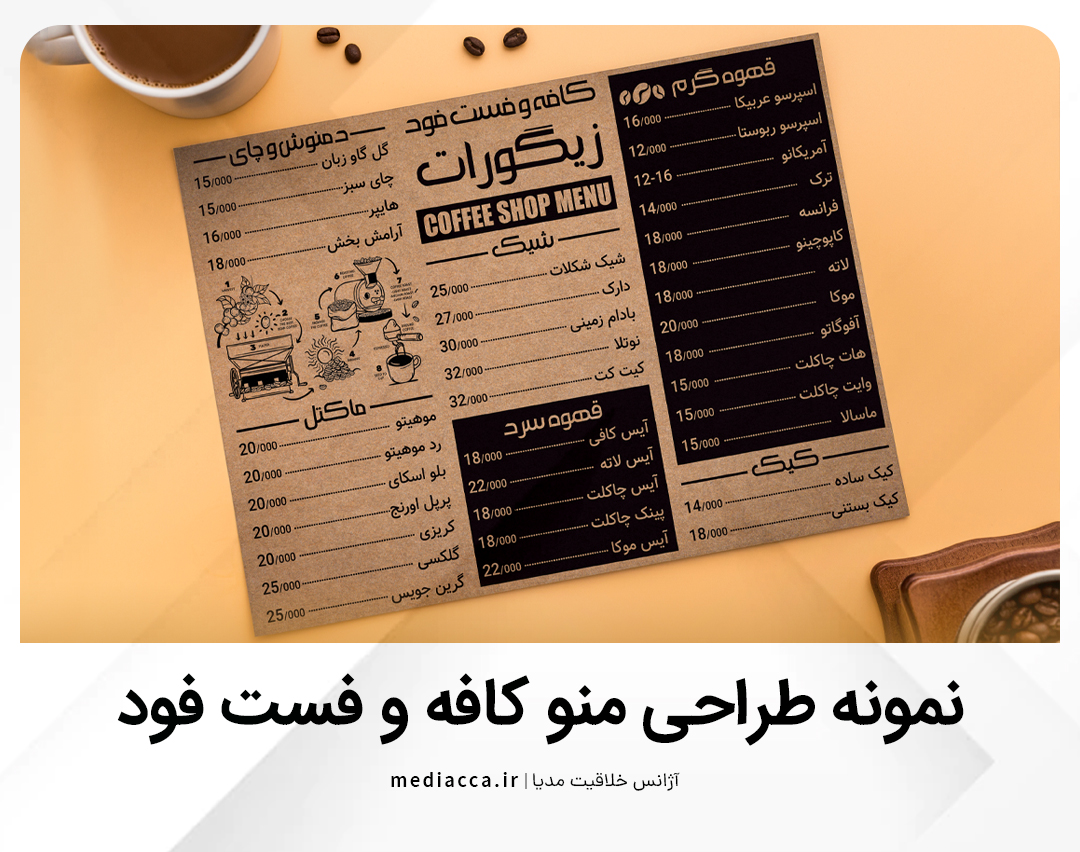طراحی منو کافه رستوران